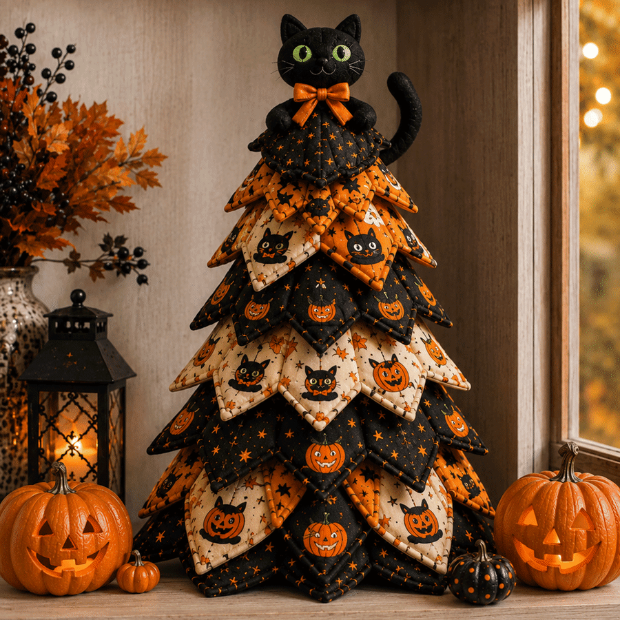 3D DIY Halloween Quilted Fabric Tree Kit