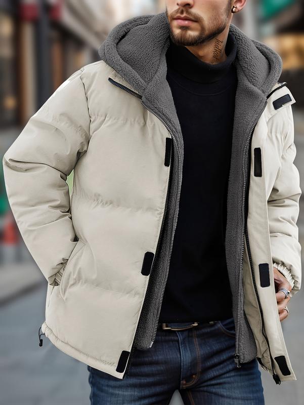 Men's Thickened Winter Jacket - Windproof Fleece-Lined Hooded Coat