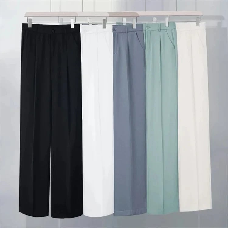 SPRING SUMMER ICE SILK STRAIGHT LEG PANTS