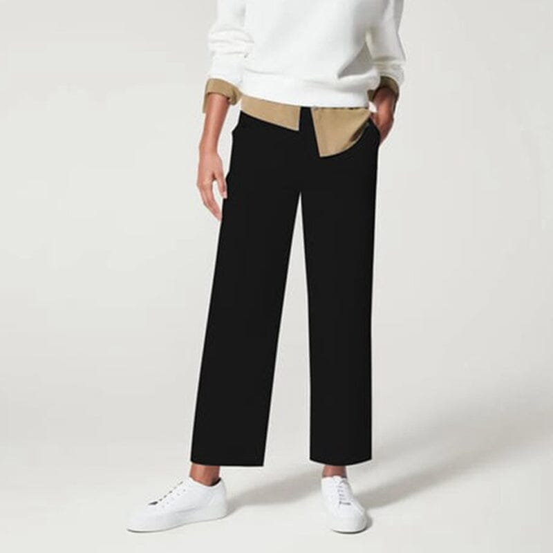 Women stretch twill cropped wide leg pant