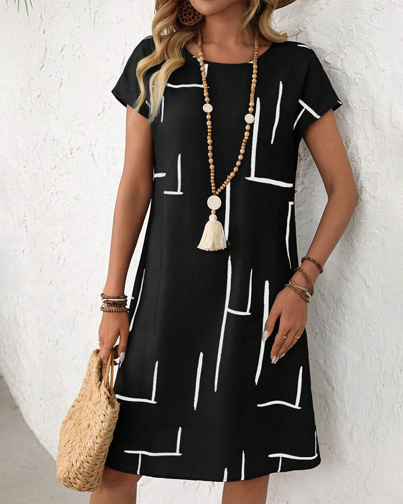 📣📣Hot Item: Crew Neck Short-Sleeve Dress