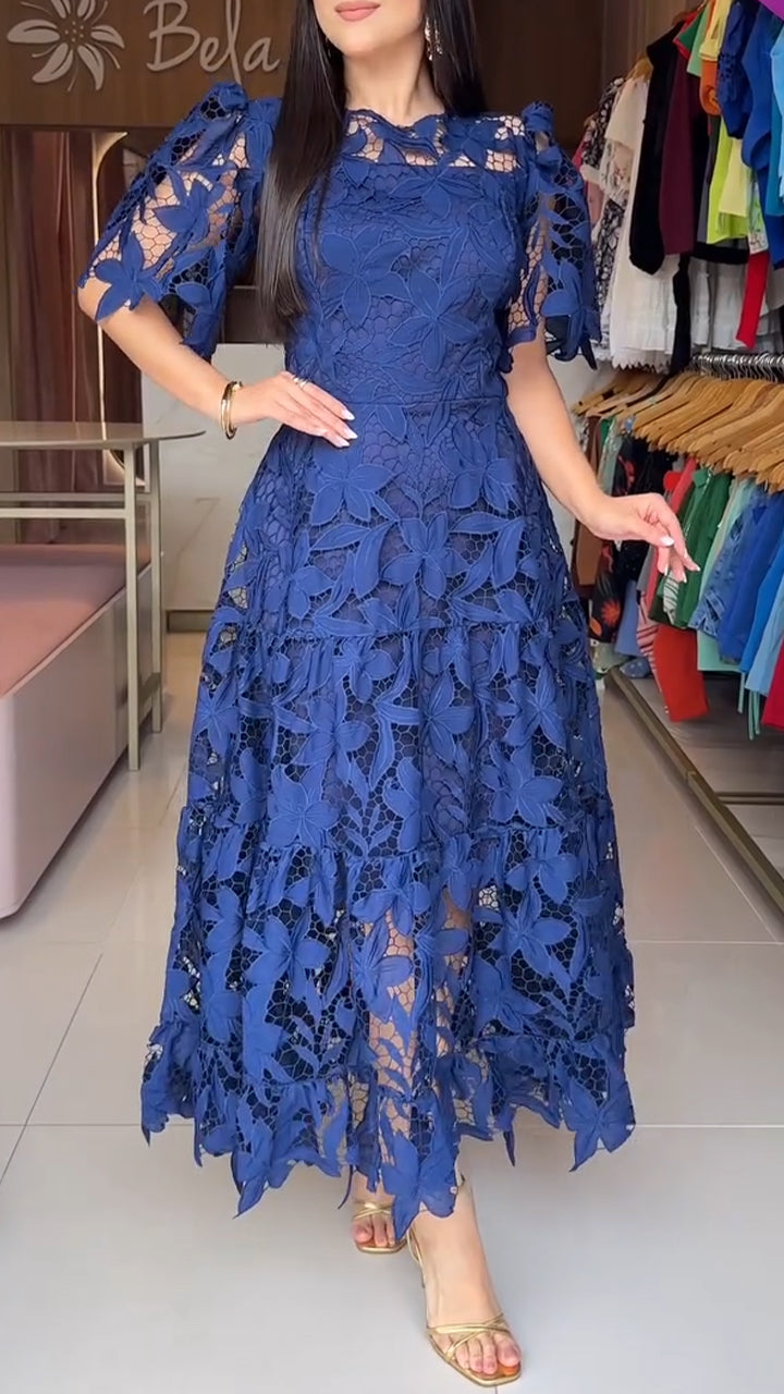 💕Women's Short-Sleeved Lace Hollow Dress