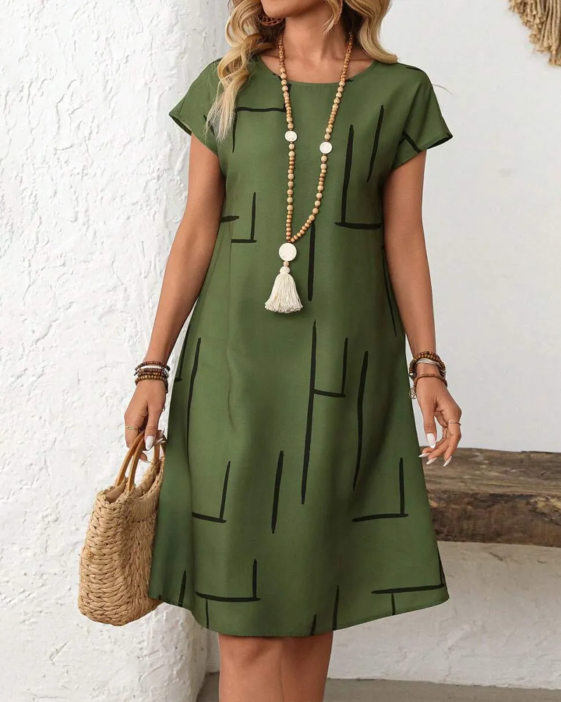 📣📣Hot Item: Crew Neck Short-Sleeve Dress