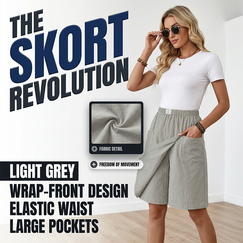 🩳Women's Casual Elastic Waist Wrap Skort