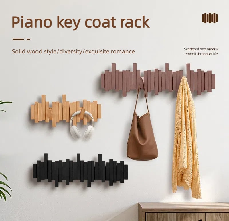 🎹Wall-Mounted Wooden Coat Rack 🎹Piano Key Style Design
