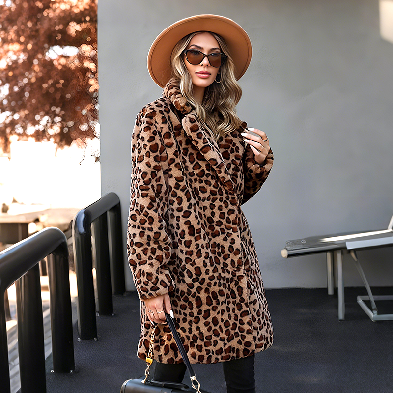 💖Women's Leopard Print Mid-Length Jacket
