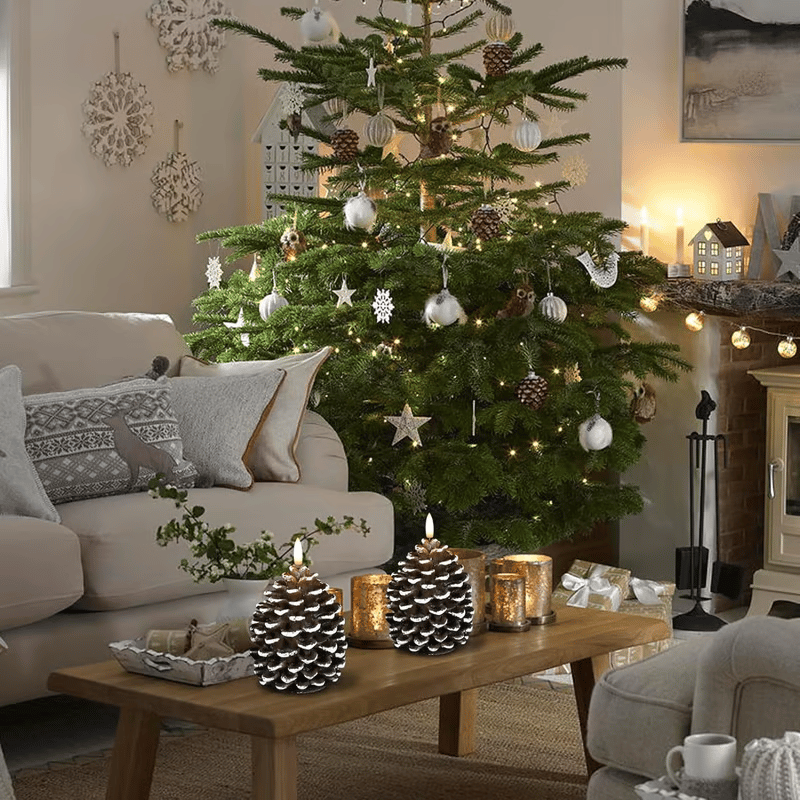 ✨Christmas 3D Pine Cone Candles-Flameless Pine Cone Candles & Real Aromatherapy Candles