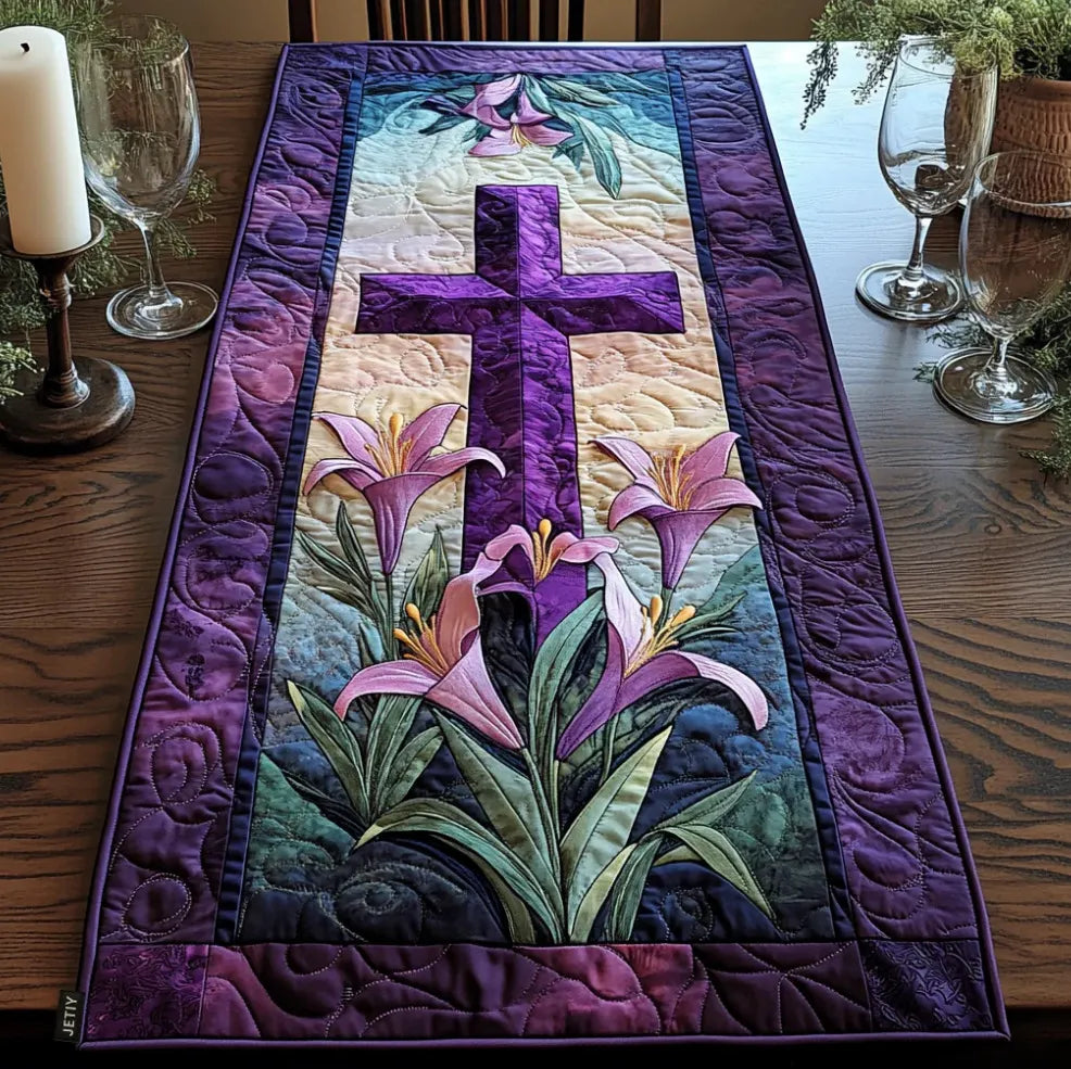 🍽️Quilted Table Runner with Vivid 3D Design