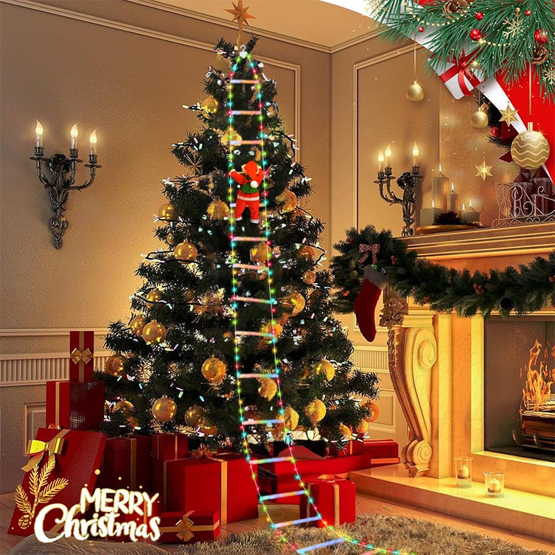 🎄Christmas Decorative Ladder Lights with Climbing Santa Claus