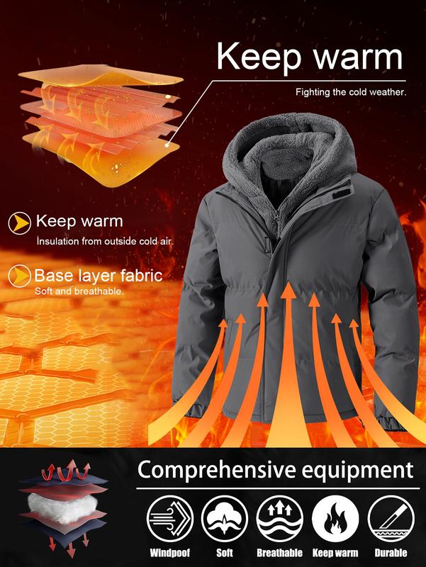 Men's Thickened Winter Jacket - Windproof Fleece-Lined Hooded Coat