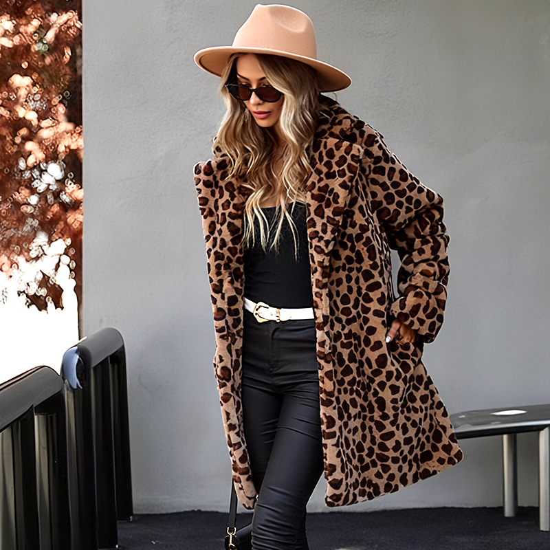 💖Women's Leopard Print Mid-Length Jacket