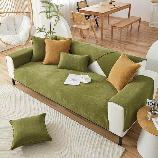 Matteluxe Solid Color Chenille Non-Slip Sofa Cover