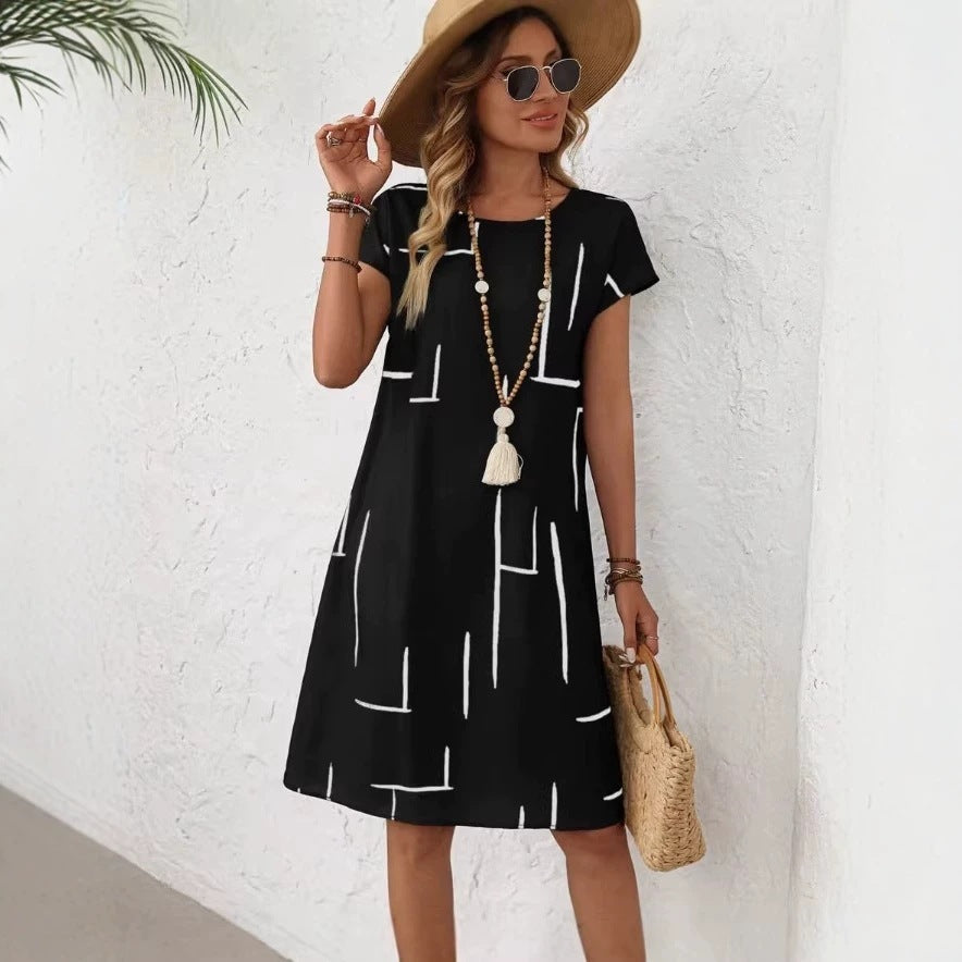 📣📣Hot Item: Crew Neck Short-Sleeve Dress