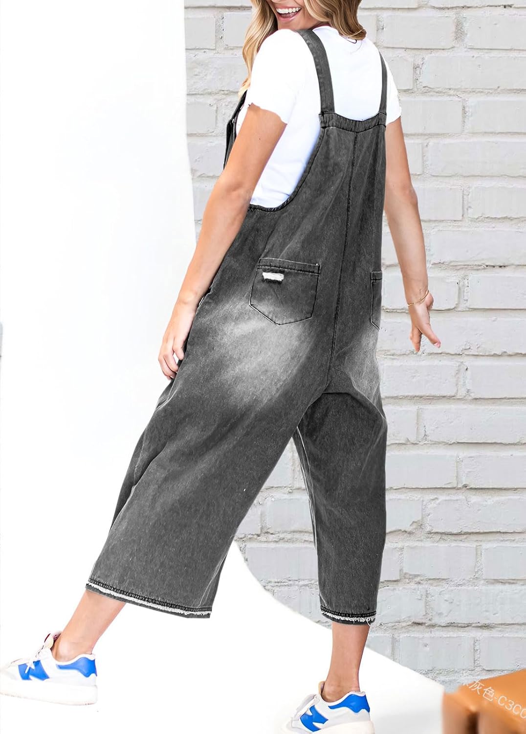 Women's Loose Fit Adjustable Strap Distressed Denim Bib Overalls (BUY 2 FREE SHIPPING)