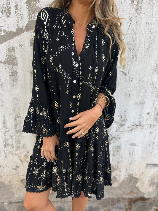 Comfortable Stretchy V Neck Printed Party Dresses