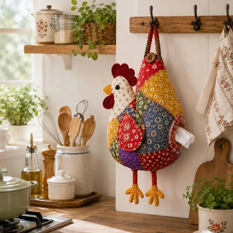 🧵 DIY Patchwork Chicken & Duck Tissue Cover 🐔 — Sew it yourself and hang it up to brighten your home!