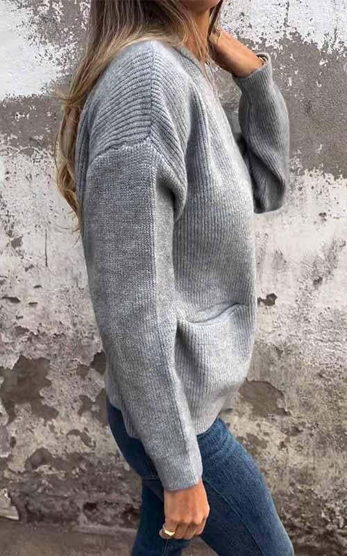 Round Neck Zipper Knitted Jacket