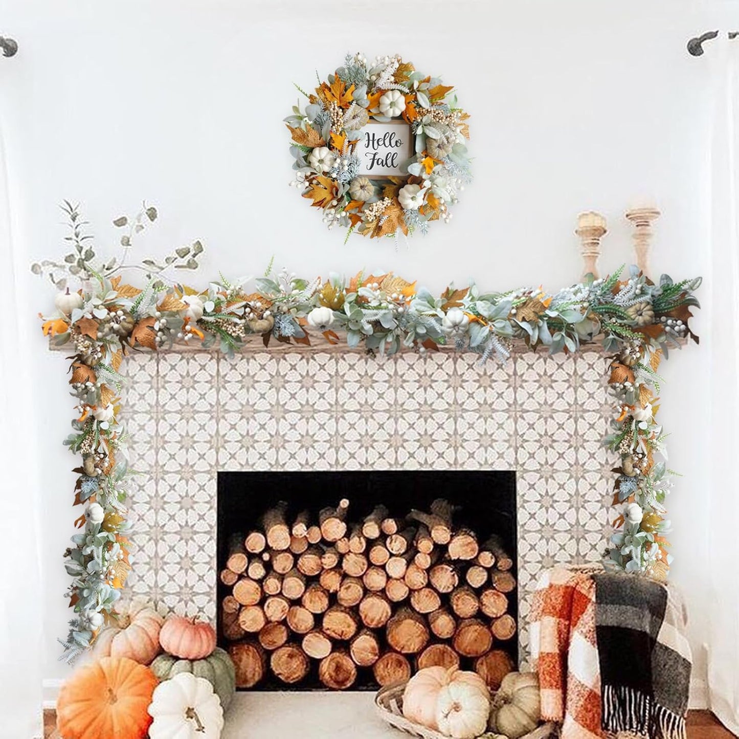 🔥Special Fall Sale 49% OFF🍁Fall Wreath with Pumpkin Maple Leaves