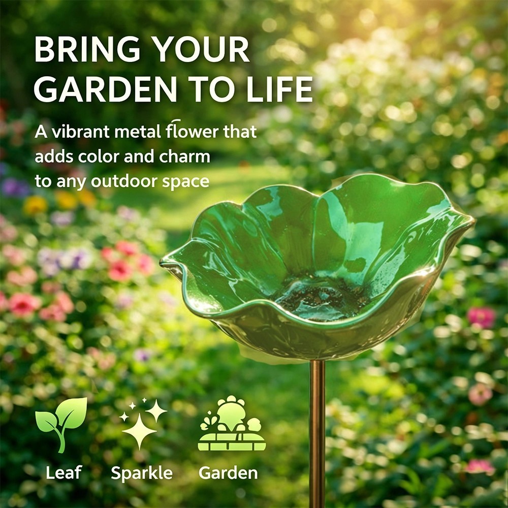 🐦 Handcrafted Outdoor Metal Flower Garden Stakes 🐦