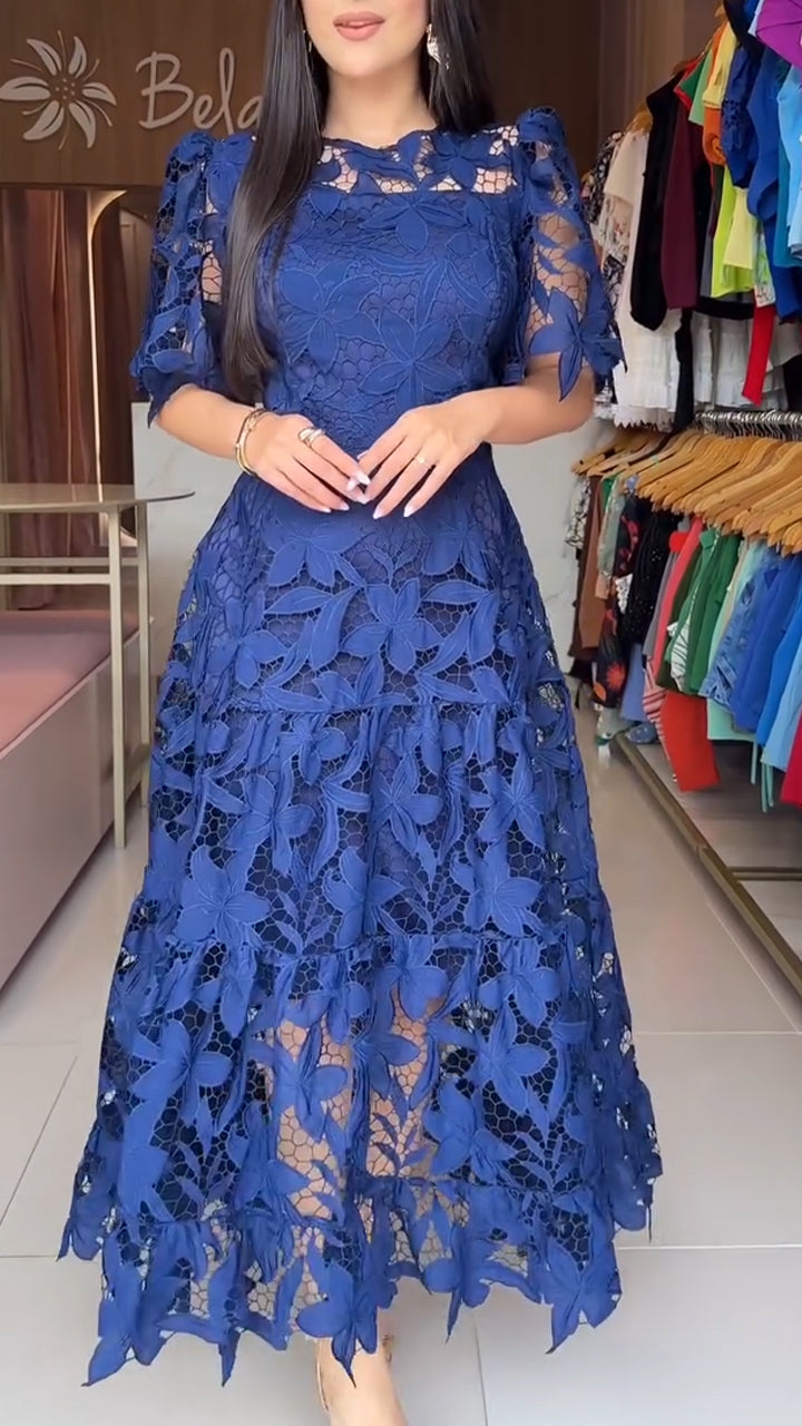 💕Women's Short-Sleeved Lace Hollow Dress