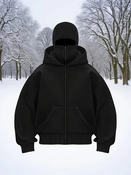 Men's Double Hooded Full Zip-Up Sweatshirt