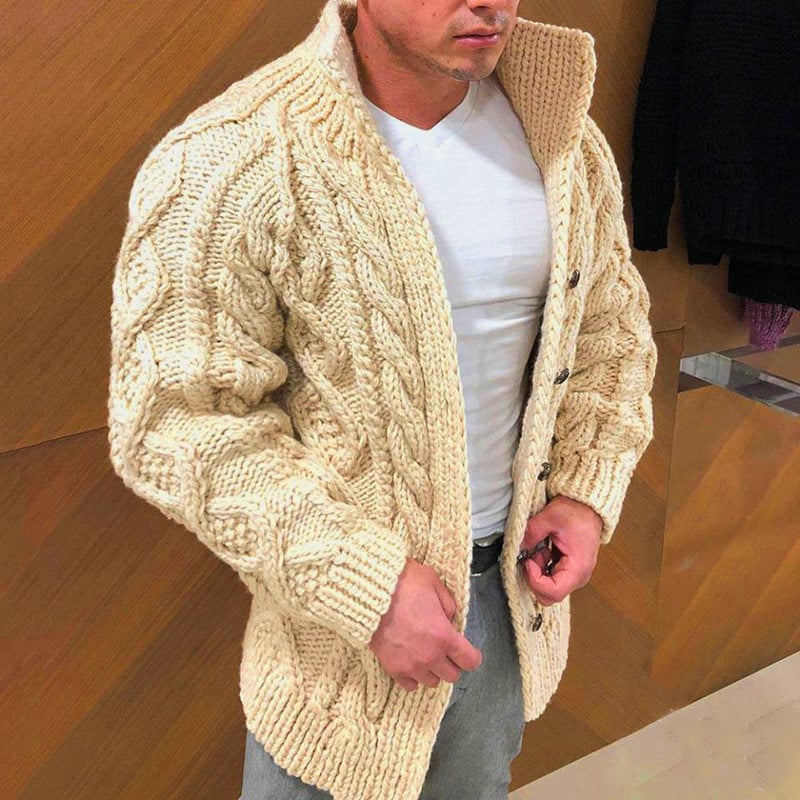 Men's Stand Collar Casual Knit Cardigan