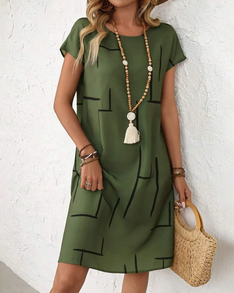 📣📣Hot Item: Crew Neck Short-Sleeve Dress