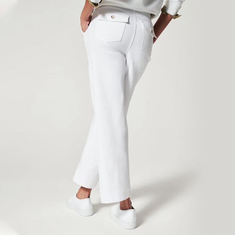 Women stretch twill cropped wide leg pant