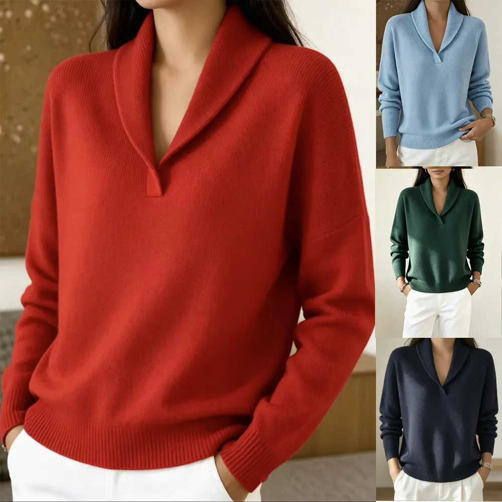 Women's Long-Sleeve V-Neck Knit Pullover