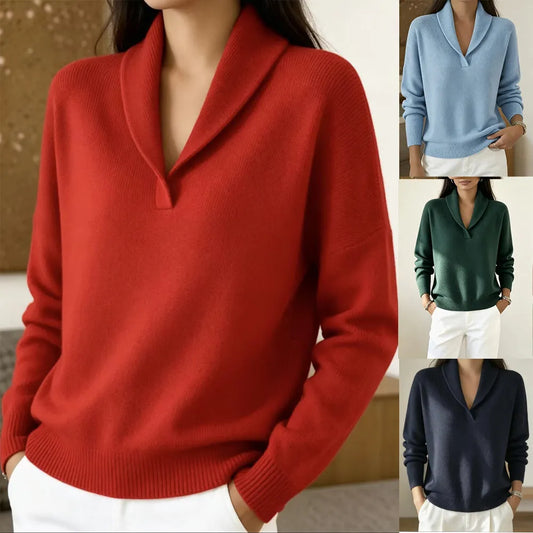 Women's Long-Sleeve V-Neck Knit Pullover