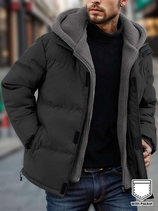 Men's Thickened Winter Jacket - Windproof Fleece-Lined Hooded Coat