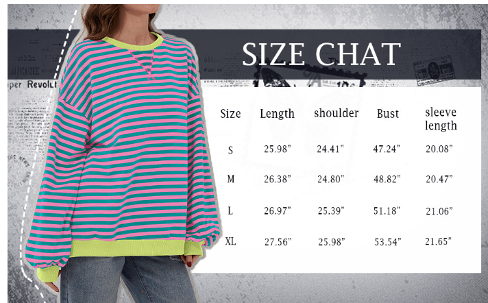 Women's Oversized Striped Long Sleeve Pullover