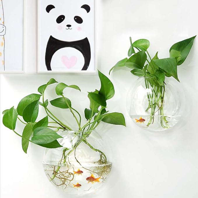 💥Special sale - Glass Oblate Globe Plants Containers Wall Mount Clear Flower Vase