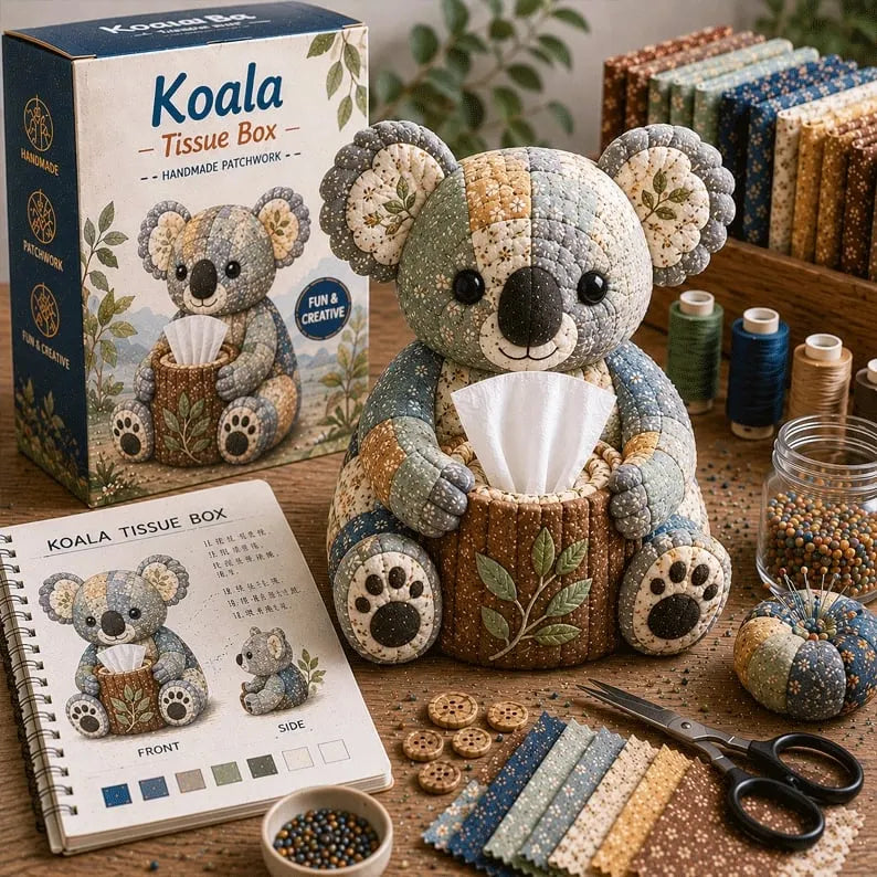 🧵DIY Patchwork-Style Animal Sewing Kit for Tissue Box💙