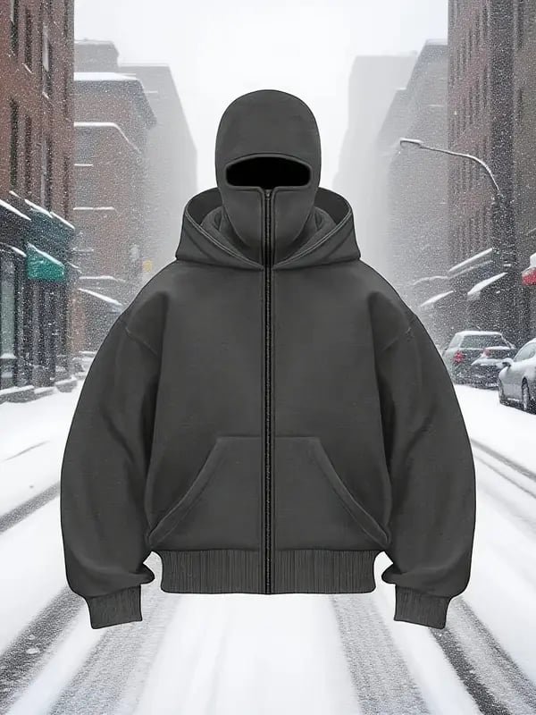 Men's Double Hooded Full Zip-Up Sweatshirt