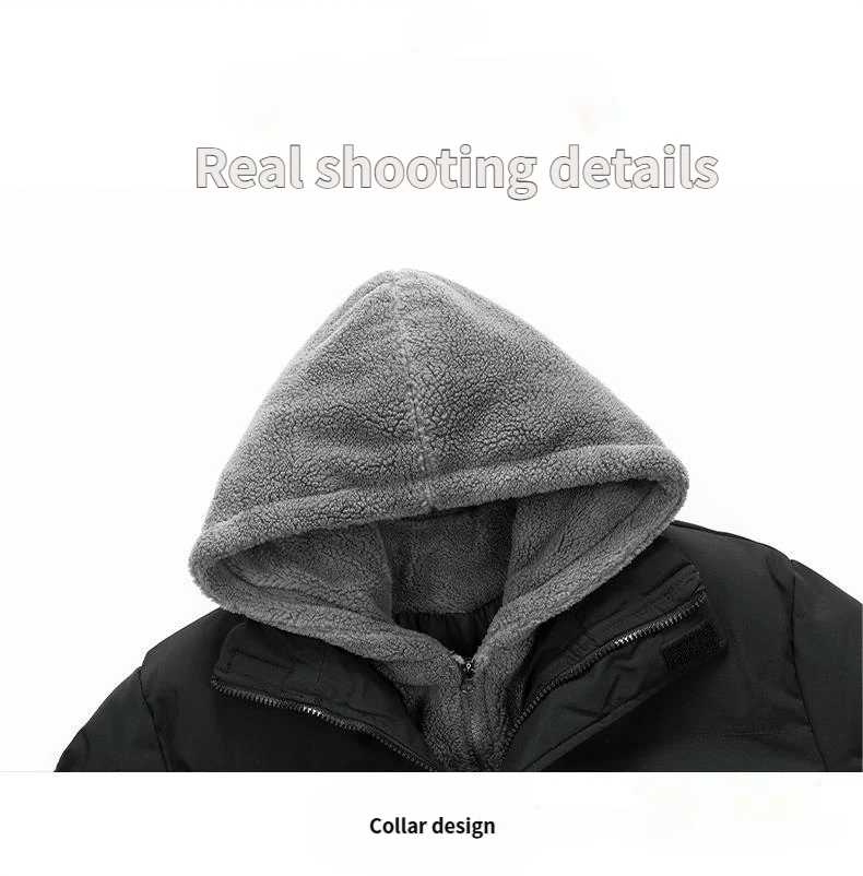 Men's Thickened Winter Jacket - Windproof Fleece-Lined Hooded Coat