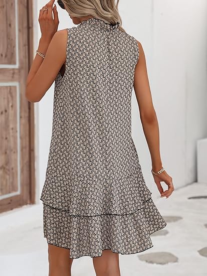 💃Women's Geometric Print Bow Dress