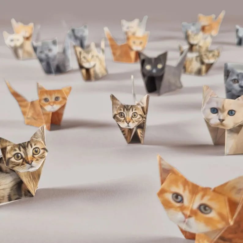 🎄💝DIY Paper Cats Origami Animal Handicraft Gift