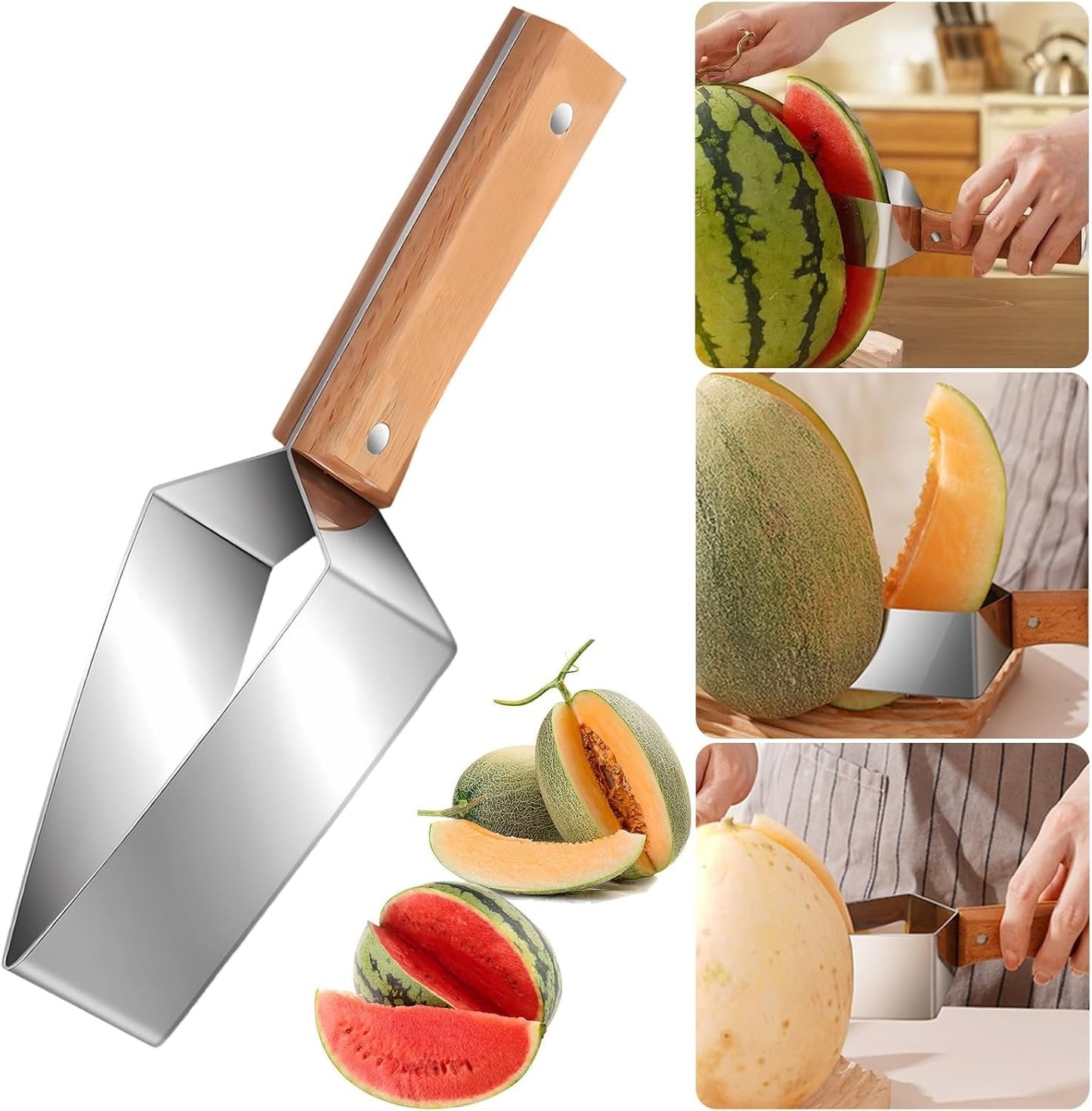 🍉Triangle Watermelon Cutter, Stainless Steel With Wooden Handle