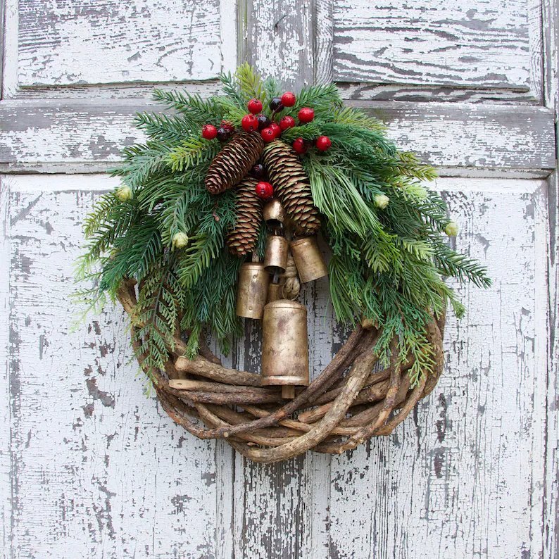 Early Christmas Sale🍭Farmhouse Christmas Wreath Boho Wreath Holiday Wreath