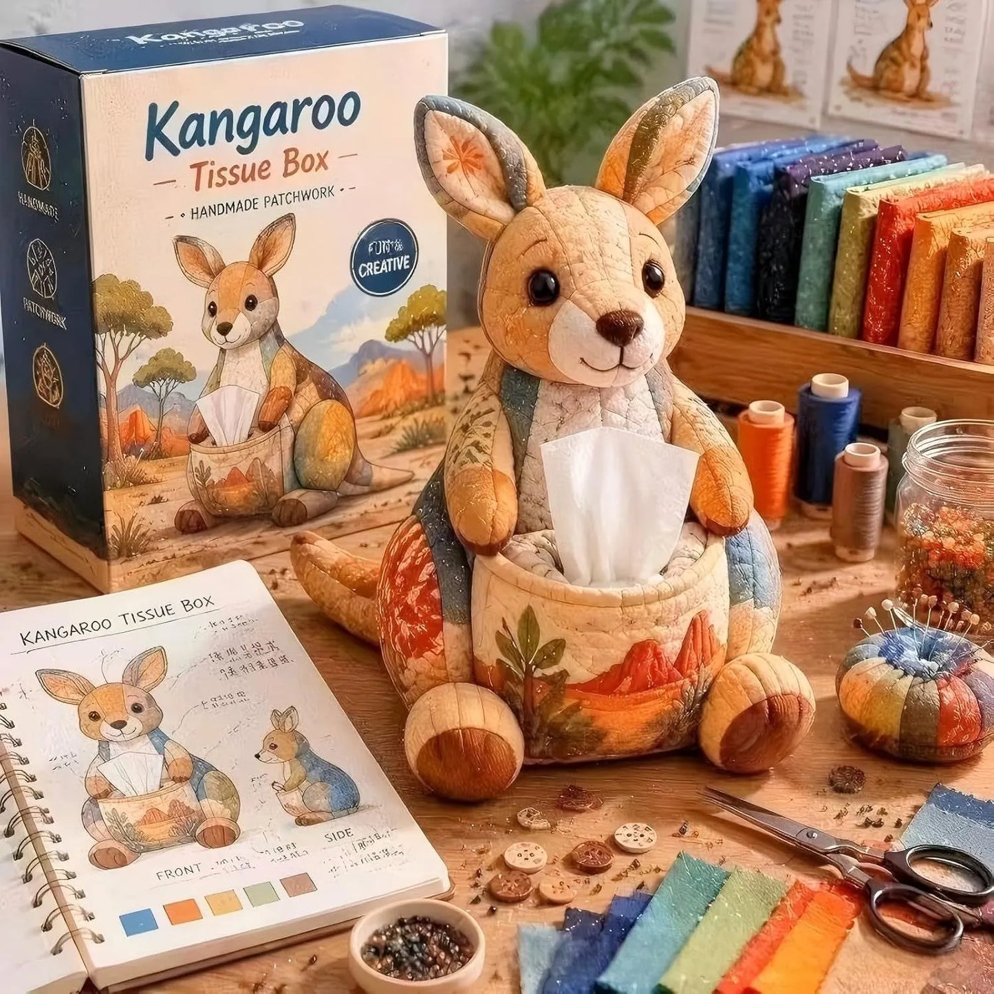 🧵DIY Patchwork-Style Animal Sewing Kit for Tissue Box💙