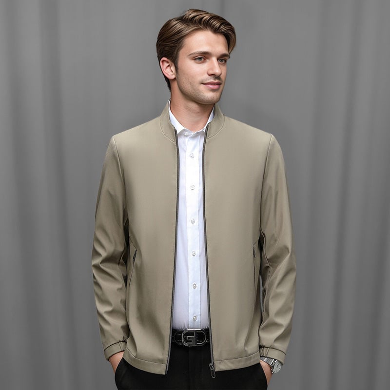 Men's Standing Collar Zipper Casual Jacket