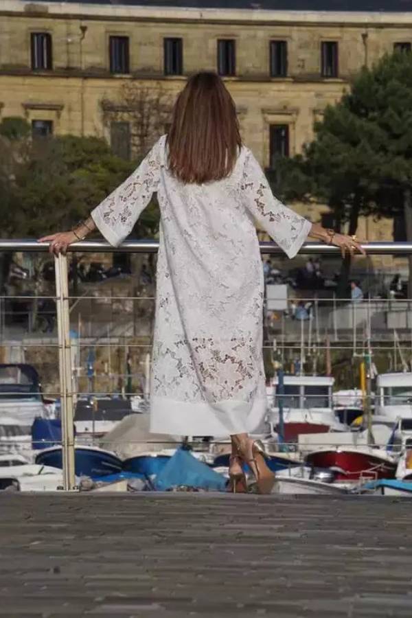 Lace V-Neck Loose Maxi Dress