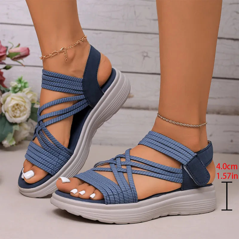 Women Sandals With Elastic Band, Thick Sole And Arch Support