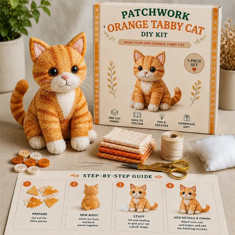 🧵🥇Patchwork-Style Gnome DIY Kit – Create Your Own Adorable Animals