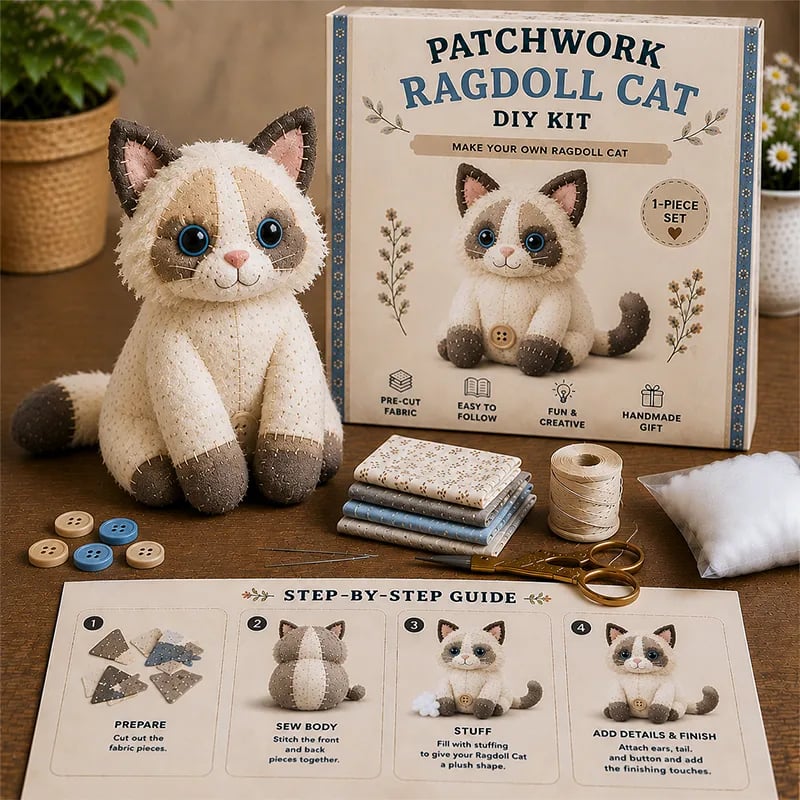 🧵🥇Patchwork-Style Gnome DIY Kit – Create Your Own Adorable Animals