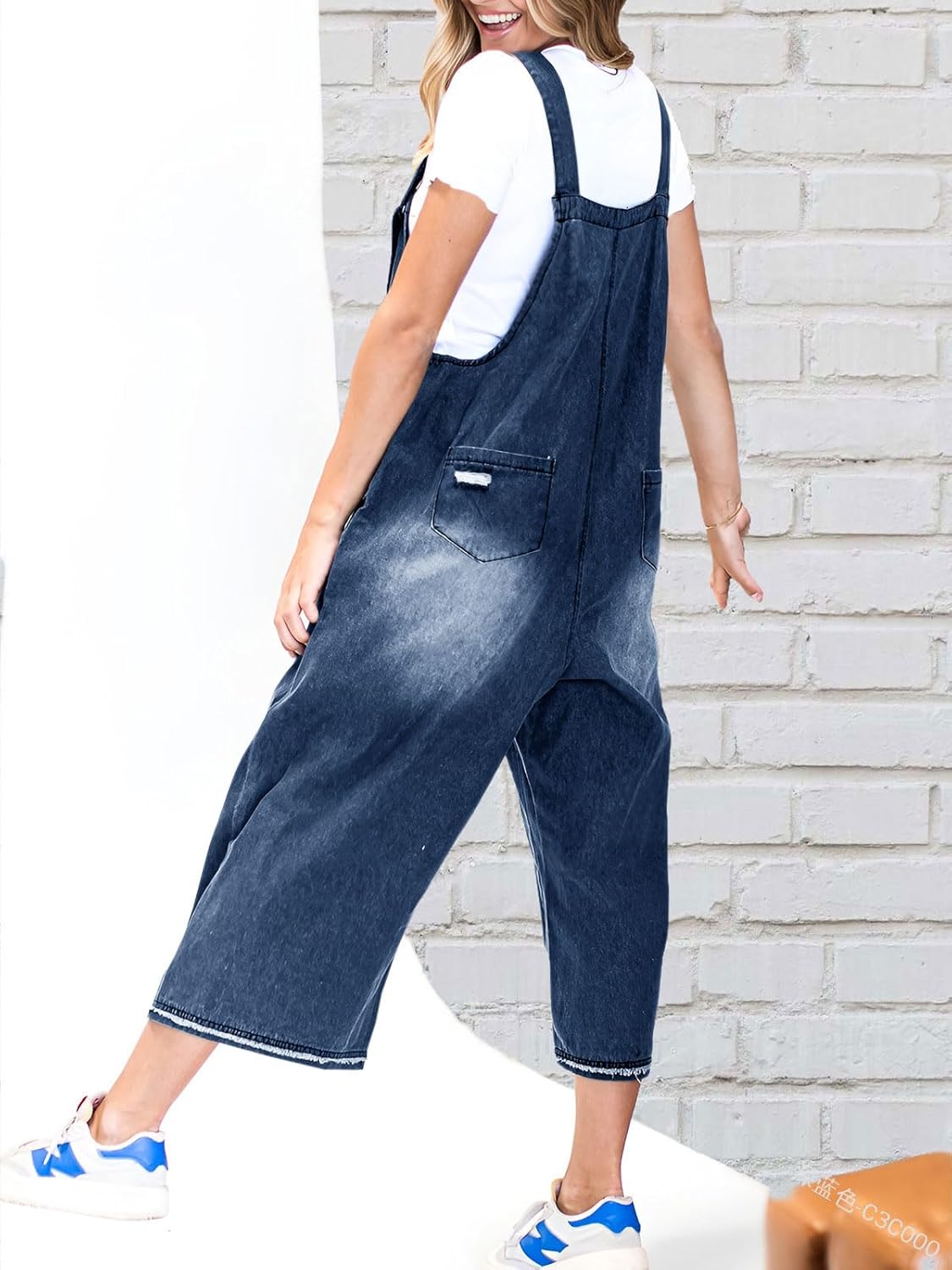 Women's Loose Fit Adjustable Strap Distressed Denim Bib Overalls (BUY 2 FREE SHIPPING)