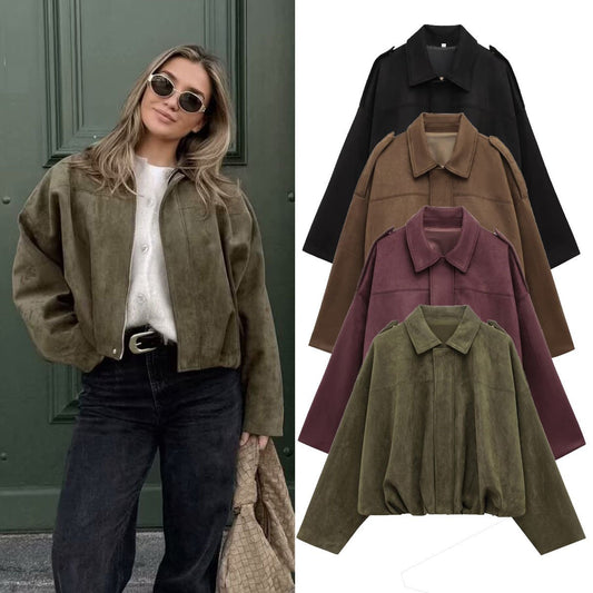 Trendy Autumn Military Short Jacket for Women