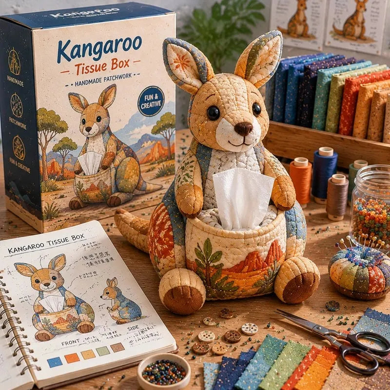 🧵DIY Patchwork-Style Animal Sewing Kit for Tissue Box💙