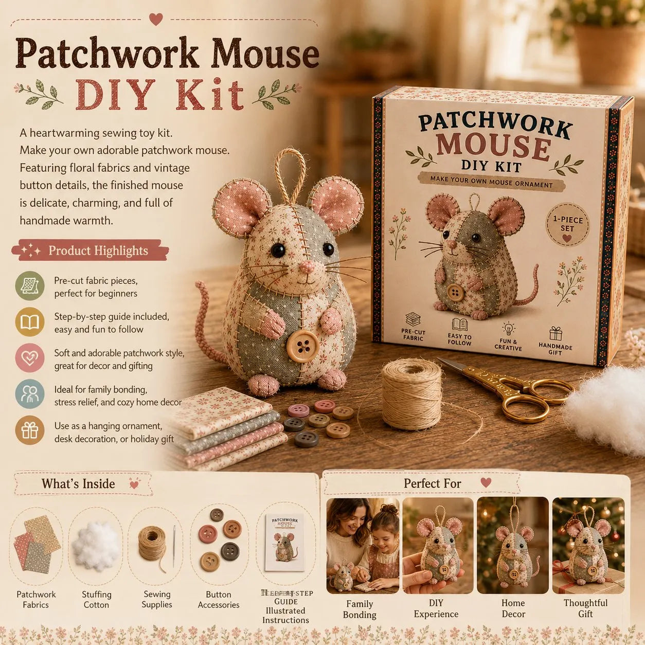 🐮🧵 Store Manager's Pick: $29.99 DIY Patchwork Animal Craft Kit